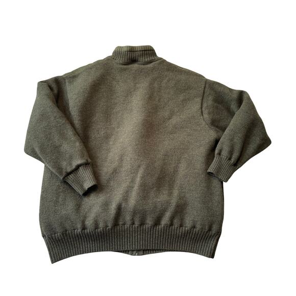 Orvis 100% Wool shooting jacket Men's XL; Khaki Green, Full zip; leather pull - Picture 2 of 9